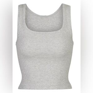 SKIMS Gray Ribbed Cotton Tank Top